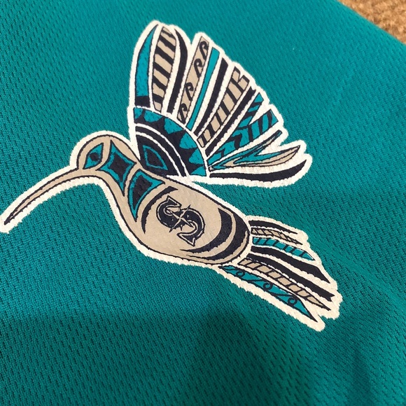 Seattle Mariner’s Muckleshoot Casino Jersey Short Sleeve Shirt Size XL Teal Blue - Picture 5 of 11